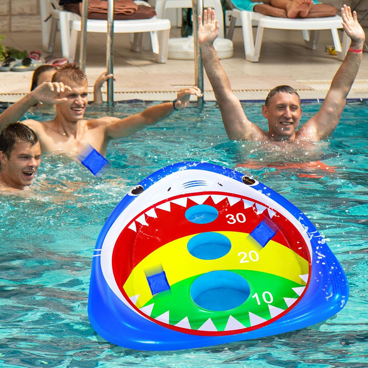 Kids Fun Pool Toys,Inflatable Shark Cornhole Board Floating Water Game Outdoor Swim Play for Adults Family,Cool Summer Party Gift for 6 7 8 9 10 12 Year Old Boy Girl Teen