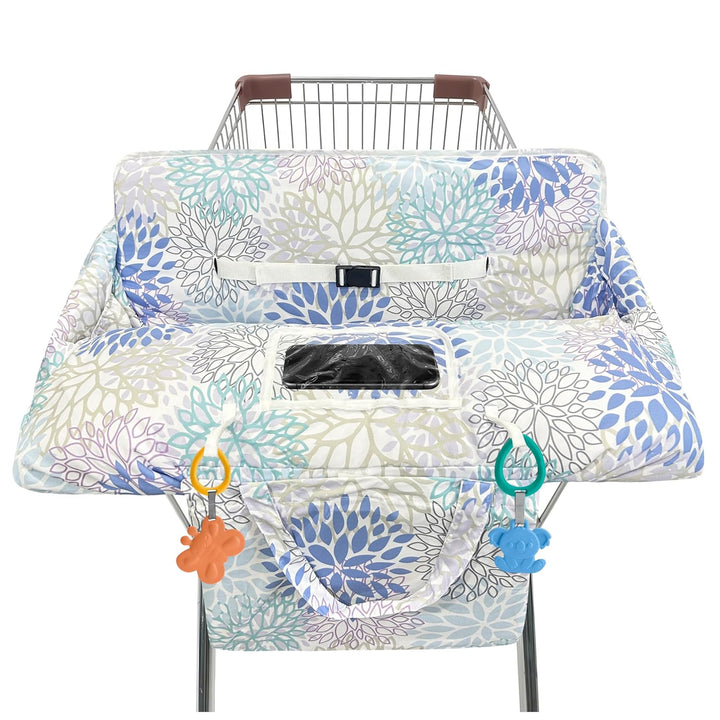 Shopping Cart Cover for Baby,2-In-1 High Chair Cover Soft,Portable, and Machine Washable,Comfortable Cotton Seat Pad with Safety Harness and Portable Cloth Bag,Fits All Supermarkets and Restaurants