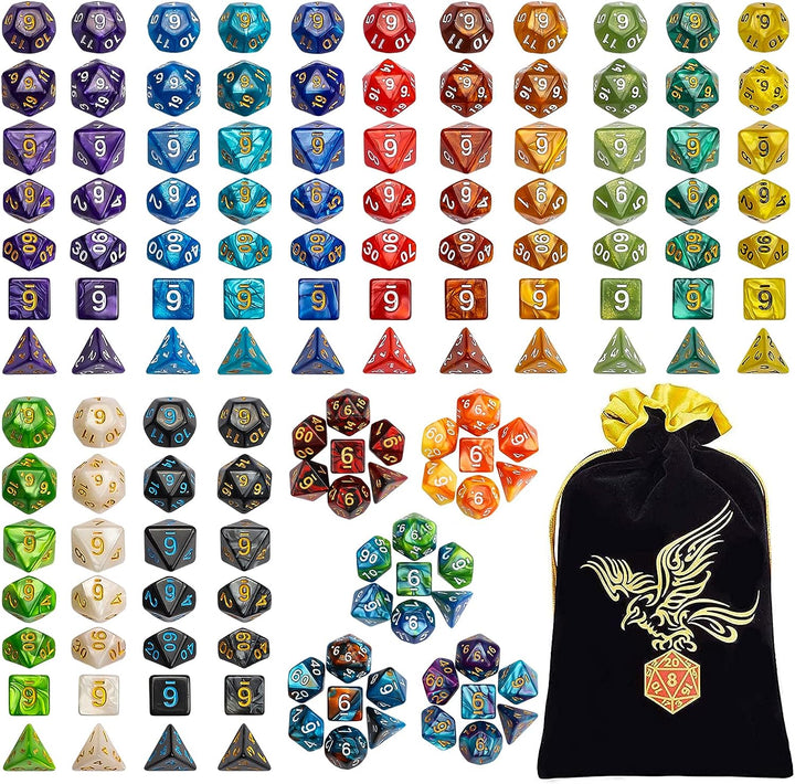 DND Dice Sets - 6 X 7 Polyhedral Dice (42Pcs) with 6 Drawstring Bags for Dungeons and Dragons, RPG, Mtg,Role Playing Table Game