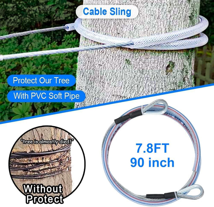 Zip Line Kits for Backyard 98FT, Zip Lines for Kid and Adult, Included Swing Seat, Ziplines Brake, and Steel Trolley, Outdoor Playground Equipment