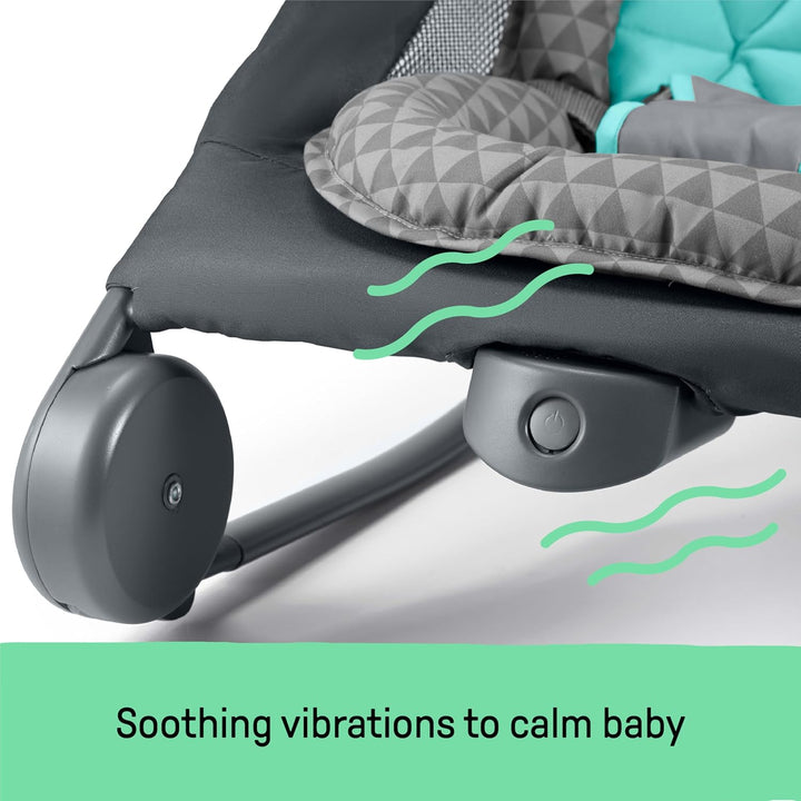 2-In-1 Bouncer & Rocker Duo (Gray and Teal) Convenient and Portable Rocker and Bouncer for Babies Includes Soft Toys and Soothing Vibrations