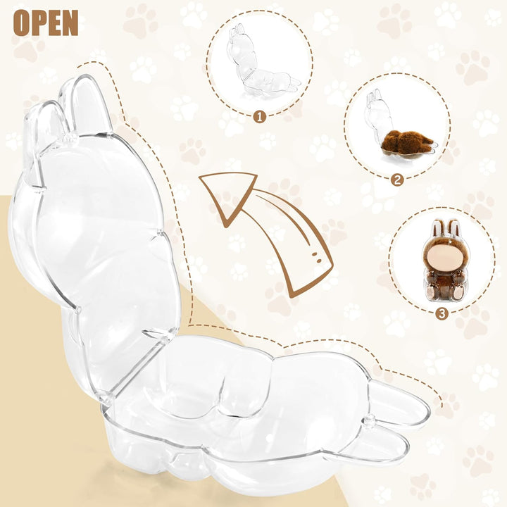 Protective Case for LABUBU, High Clear Case Cover for Labubu Have a Seat, Acrylic Display Box with Keychains (Doll Not Include)