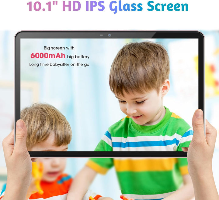 2025 Upgraded Kids Tablet, 10 Inch Android 14 Tablet for Kids, 8GB (4+4) RAM + 128GB Storage, 6000Mah Long Battery, Dual Cameras, Great Tablet for Toddlers, Case Included (Pink)