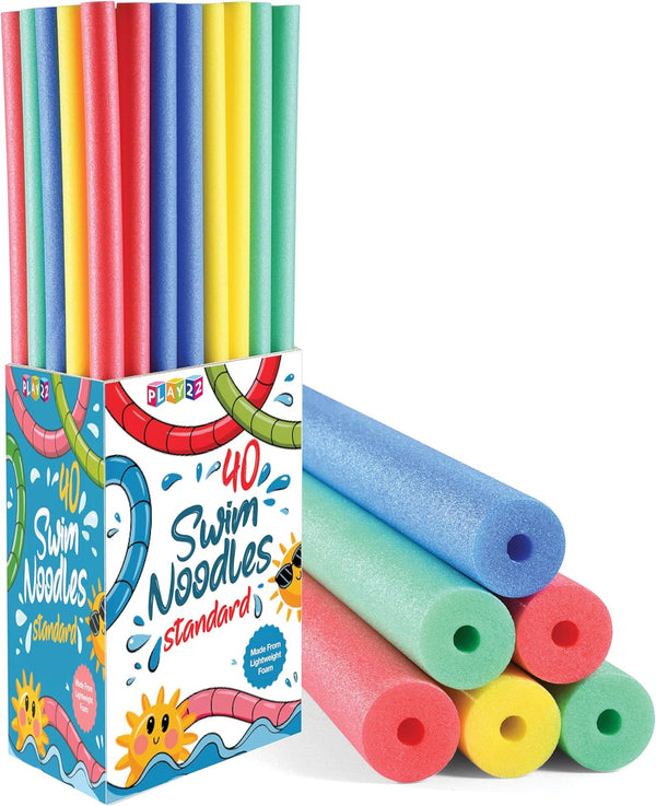 Pool Noodles Foam 40 Pack - Soft Rainbow Foam Noodle Tube, 4 Colors Bulk Swim Noodles, Multi-Purpose, Pool Toy, Floating Training Device, Exercise Aid, Craft Projects