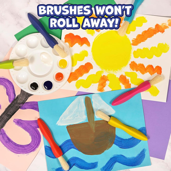 Triangle Grip Toddler Paintbrush Set - Set of 6 - Easy-Grip Art Supplies - Thick Paint Brushes for Toddler Art - Art Supplies for Toddlers 1-3