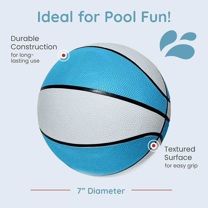 Waterproof Pool Basketball by  - 7 Inch Anti-Slip Pool Balls for Swimming Pool Hoops - Durable Floating Ball for Beach, Yard, and Pool Play - Universal Size for All Ages