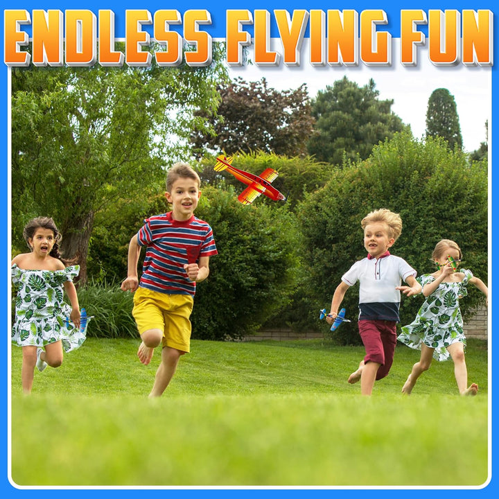 Glider Planes Bulk (36-Pack) 8-Inch Bomber Airplane Gliders for Kids, Foam Paper Airplane Construction Kits for Kids Party Favors, Birthdays, Goodie Bag Stuffers and Outdoor Flying Toy