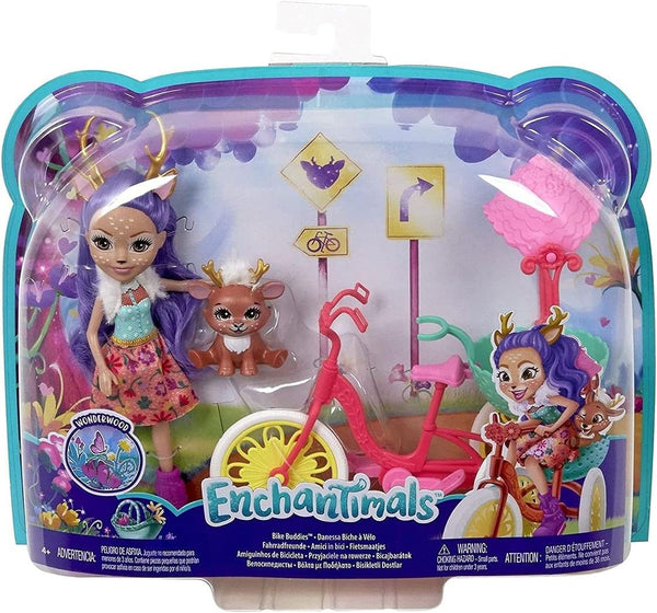 Bike Buddies Bicycle Playset (11-In) with Danessa Deer Doll (6-In) and Sprint Animal Figure, Doll with Articulated Legs, Great Gift for 3 8 Year Olds