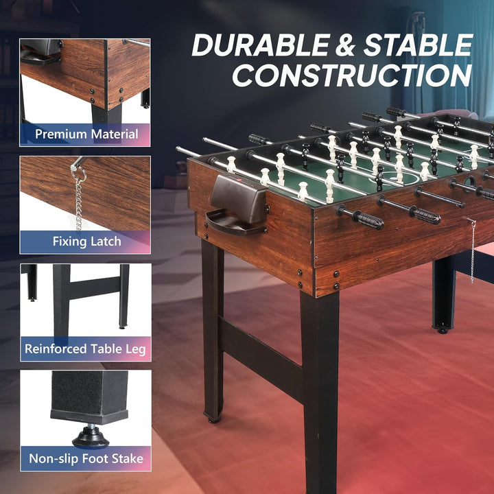 10-In-1 Multi Game Set for Adults and Family, 48" Game Table with Hockey, Foosball, Pool, Ping Pong, Shuffleboard, Chess, Checkers, Bowling, Backgammon