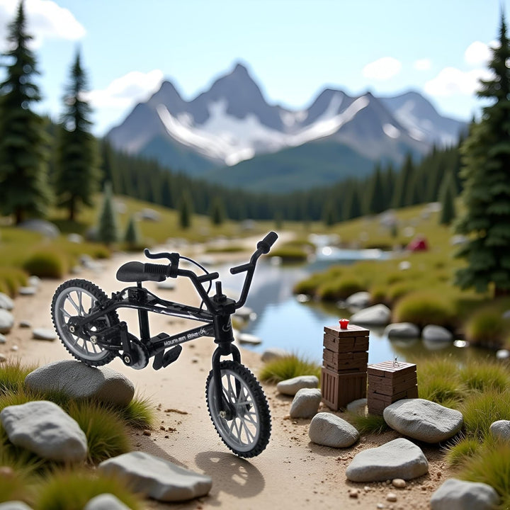 Black 1/18 Finger Bike Action Figure Toy,Mini Finger Mountain Bike Model Art Crafts Desktop Decor