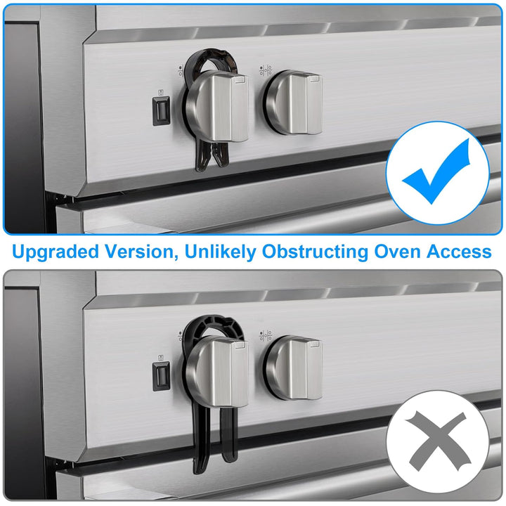 Gas Stove Knob Locks, Gap-Fit Pin for Stove Knobs, for Knob Gap at Least 0.27", Oven Lock Child Safety, Baby Proofing Stove Knob Safety Covers Black Color, Pack of 5, with 1 Extra Piece for Back Up