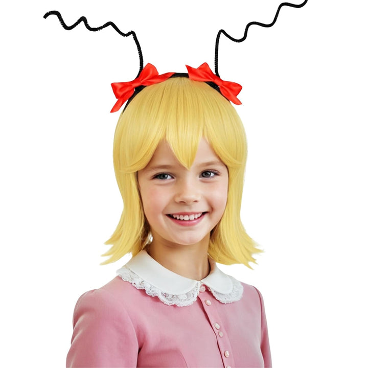 White Blonde Braided Wig for Kids Girls, 19.69'' Long Platinum Blonde Princess Kids Wig + Wig Cap for Halloween Party Costume Cosplay