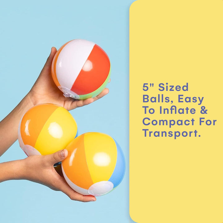 Mini Beach Balls Bulk Pack - 6 Inch Inflatable Rainbow Beach Balls for Kids - Ideal Pool Toys, Centerpieces for Tables, Lake Toys, Theme Party Decorations - 25 Pack
