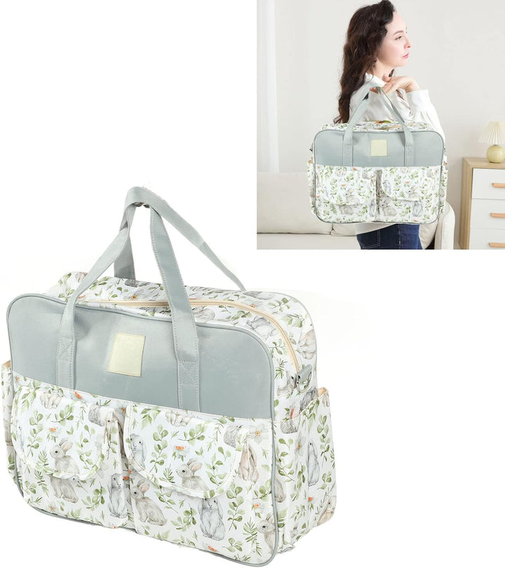 Baby Diaper Messenger Bag,Portable Shoulder Messenger Bag Large Capacity Mommy Diaper Bag for Pregnant Woman (Bunny)