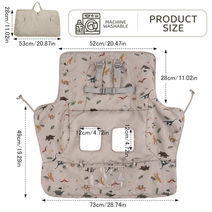 Shopping Cart Cover for Baby 2 in 1 High Chair Covers for Restaurant Comfortable Grocery Cart Seat Covers for Infant, Toddler Universal Suitable for Most Shopping Carts Machine Washable, Dinosaur
