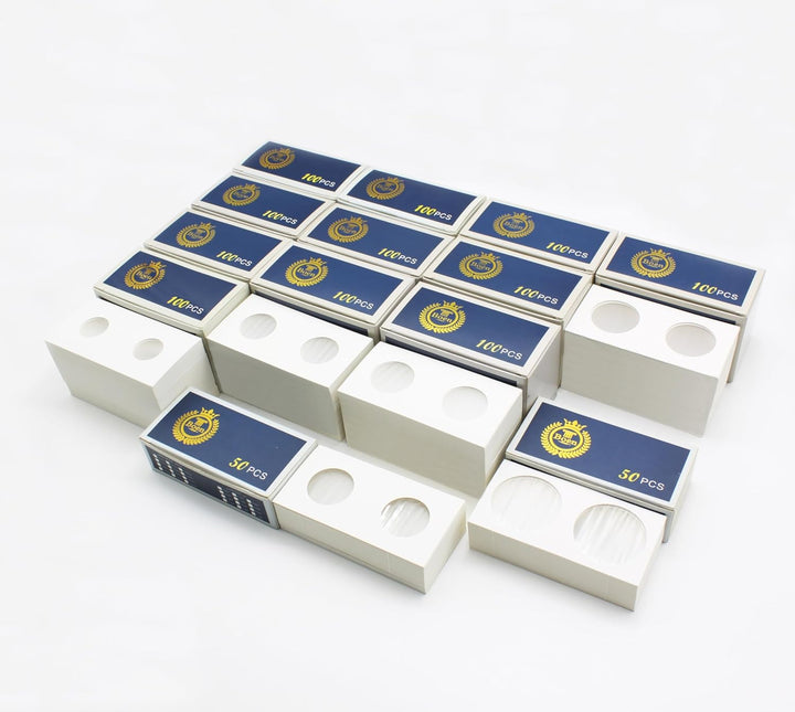 600PCS Coin Flips in 6 Sizes Cardboard Coin Holders for Colletors 2X2 Inch Coin Cardboard Coin Flips for Coin Collection (Coin Flips 6-600Pcs)