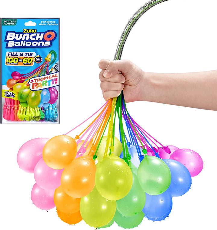 Tropical Party by , 100+ Rapid-Filling Self-Sealing Tropical Colored Water Balloons for Outdoor Family, Friends, Children Summer Fun (3 Count)
