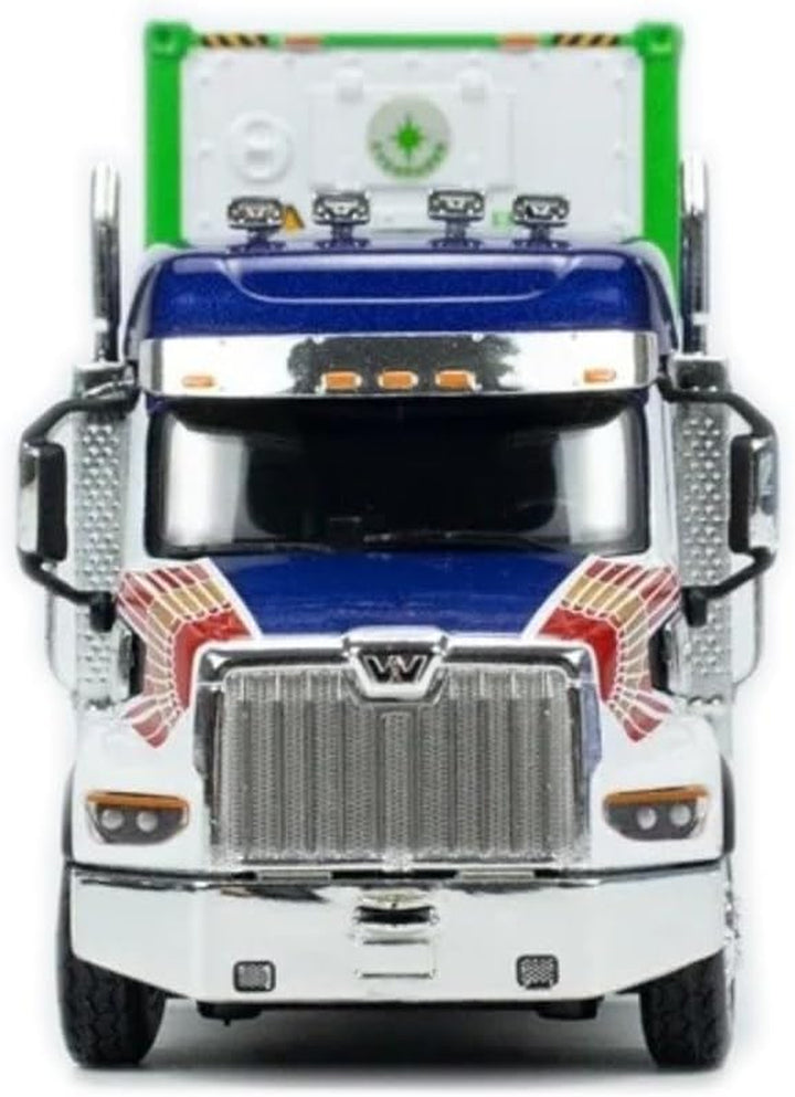 1/64 Diecast Model Western Star 49X Blue Trailer with Reefer Container - Adult Collectible Truck Set