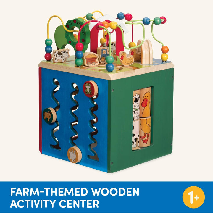 – Activity Cube with Farm Theme – Educational Wooden Toys for Toddlers and Kids – 1 Year +