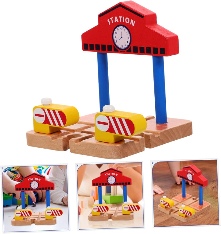 Wooden Railway Station Platform for Train Track Accessory Educational DIY Model for Imaginative Play and Problem Solving Early Learning Plaything