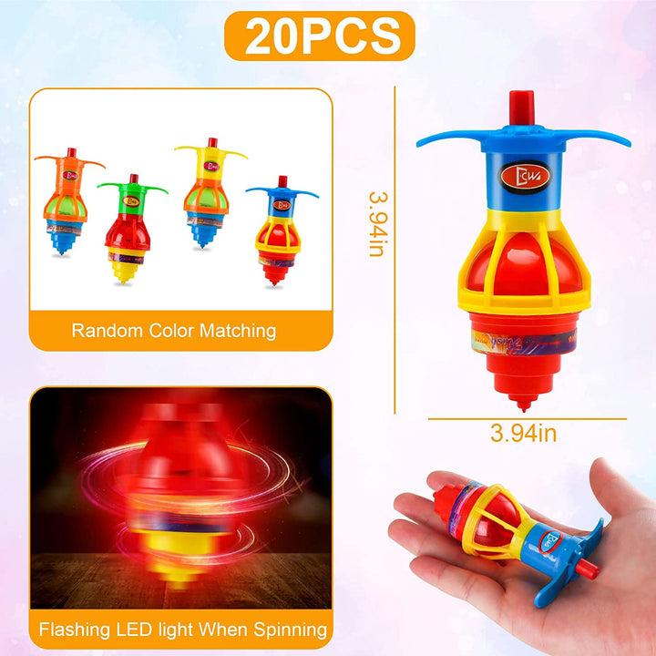 20PCS  Light up Spinning Tops for Kids, LED Light up Flashing Spinning Tops，Gyroscope Novelty Bulk Toys Party Favors