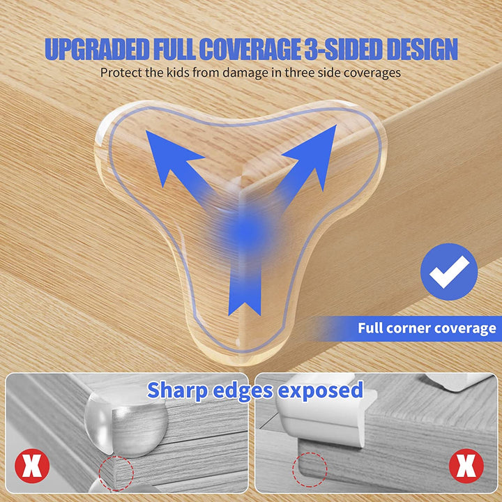 8 Pack Large Clear Corner Protectors for Baby Proofing Furniture - Table Edge Guards and Bumpers
