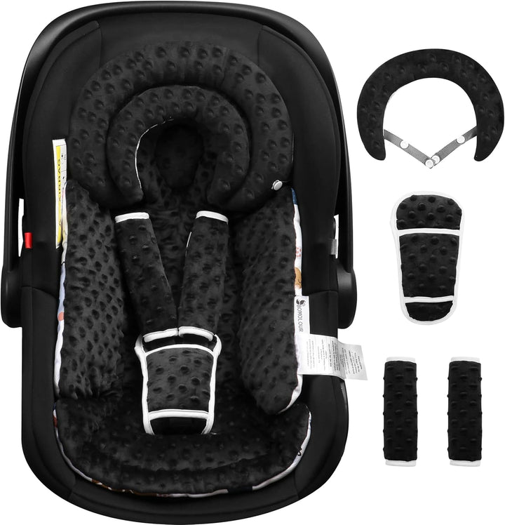 Infant Car Seat Insert with Removable Cushion for Baby Preemie Newborn Infant, Reversible Carseat Insert Head Body Support Fits for Stroller, Baby Swing, Rocker, Bouncer, Bassinet - Pink