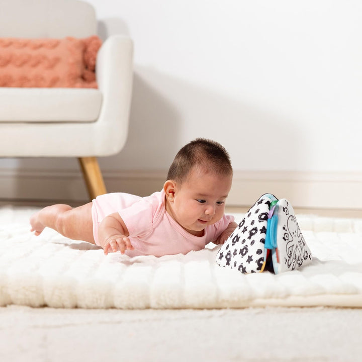 Ocean Tummy Time Triangle Infant Baby Toy, Soft Sensory Toy with Textures, Mirror, for Newborns to Ages 6 Months