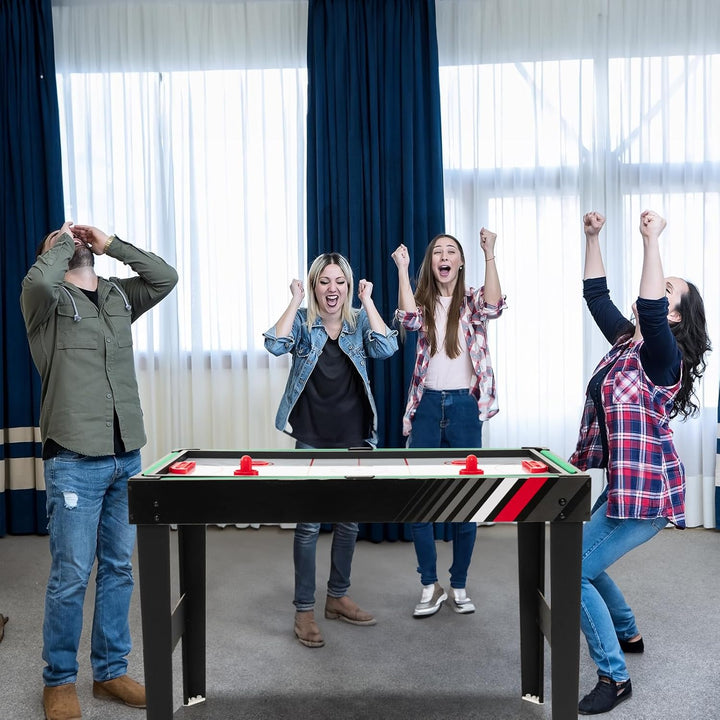 4 in 1 Multi Game Table, 49" Combo Game Table with Foosball Table, Pool Billiards, Air Hockey & Table Tennis for Kids Adults Family Game Room