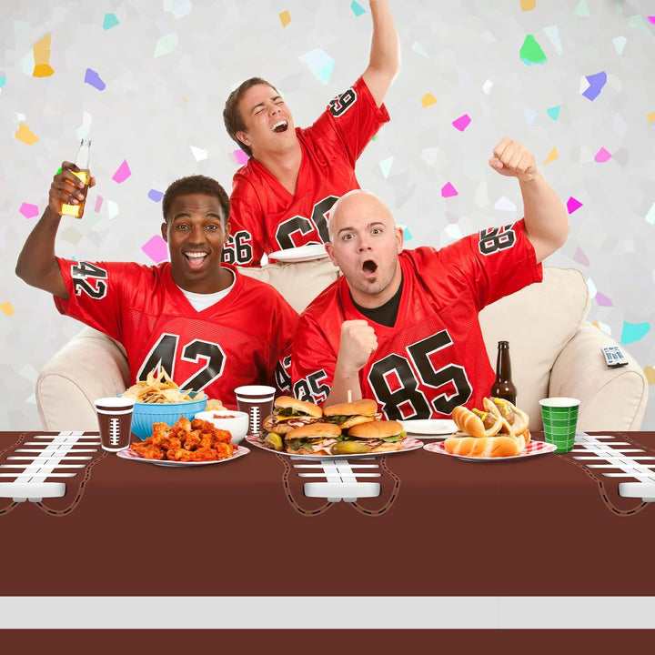 Football Party Decorations Disposable Tablecloth Plastic Touchdown Table Cover for Birthday Football Party Games Decoration 54 X 108Inch，2 Pack