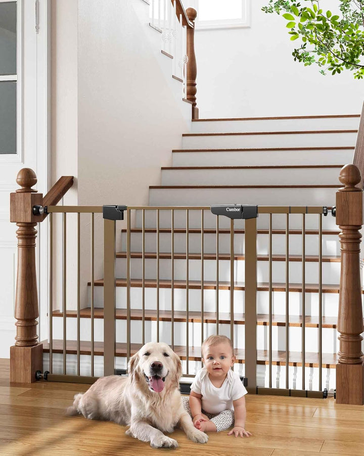 29.7-46" Baby Gate for Stairs, Toddler Safety Essentials for the House, Auto Close Dog Gate for Doorways, Mom'S Choice Awards Winner-Easy Install Pressure Mounted Pet Gates for Dogs, White