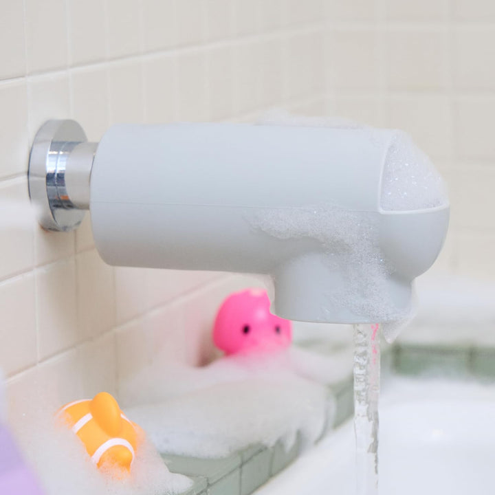 ® Soft Spot™ Bath Spout Cover for Baby, Bathtub Guard with Built-In Bubble Bath Dispenser, Silicone, Grey