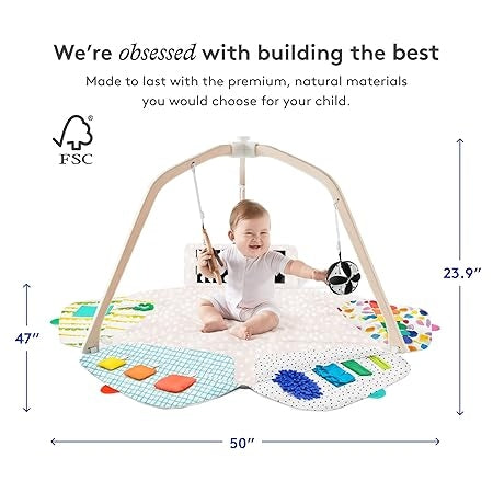 Baby Gym Play Mat, 8-In-1 Tummy Time Mat & Activity Gym, Washable Ball Pit, Infant Play Mat with Detachable Toys for Sensory Exploration and Motor Skill Development