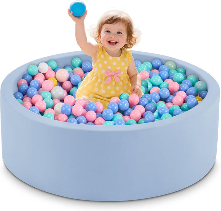 35.4" X 11.8" Foam Ball Pit for Toddlers, Baby round Balls Pool for Babies 1-3, Kids Play Ball Pits Ideal Gift for Boys and Girls, Balls Not Included, Grey