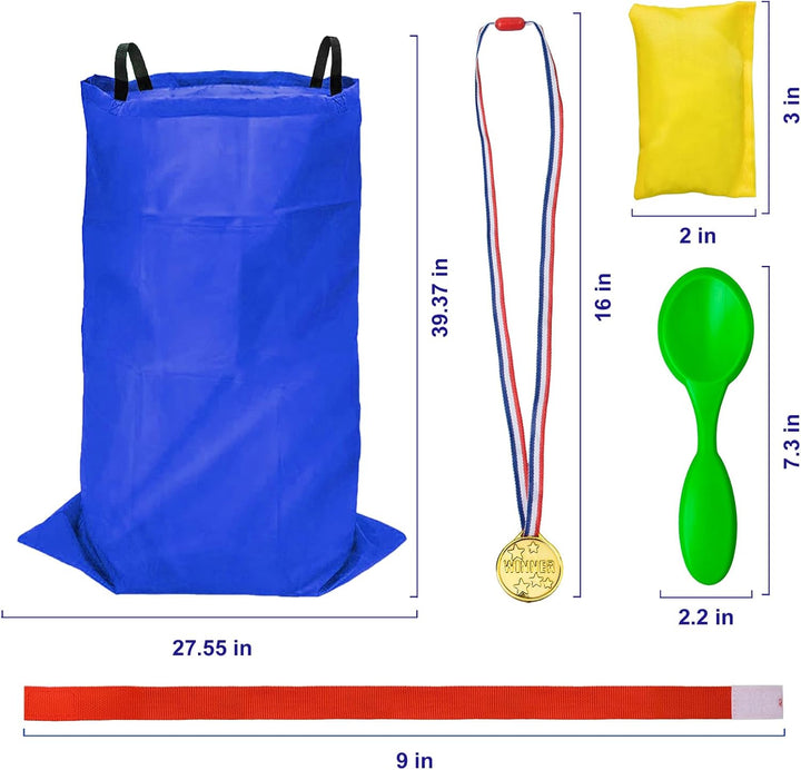 Potato Sack Race Bags - Sack Race Bags for Adults and Kids, Bean Bag Toss Game, 3 Legged Relay Race, Egg Spoon Game, Carnival Outdoor Lawn Game for Easter, Halloween, Christmas, Birthday Party