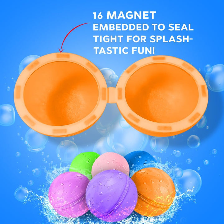 Aquabombs! Magnetic Reusable Water Balloons (10-Pack) - Multicolor, Fast-Fill, No Mess, No Tie, Easy Self Sealing Water Bombs for Endless Summer Splash Battles!