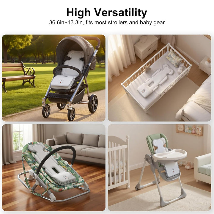 Baby Stroller Cooling Pad, 3D Breathable Carseat Cooling Pad with 2 Built-In Blower, Max 10H Ventilation 3 Speeds 10000Mah Rechargeable Cooling Mat Liner for Toddler Baby Summer Essentials