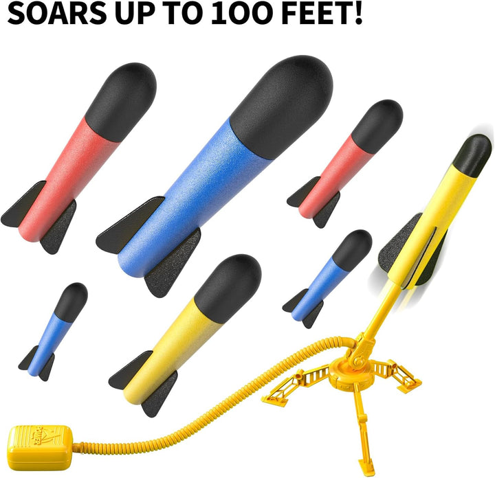 Rocket Launcher for Kids, 12 Foam Rockets and Launcher Pad, Launch up to 100+Ft, Kids Outdoor Toys, Birthday Gift Toys for Kids Boys Girls Age 3 4 5 6 + Years Old