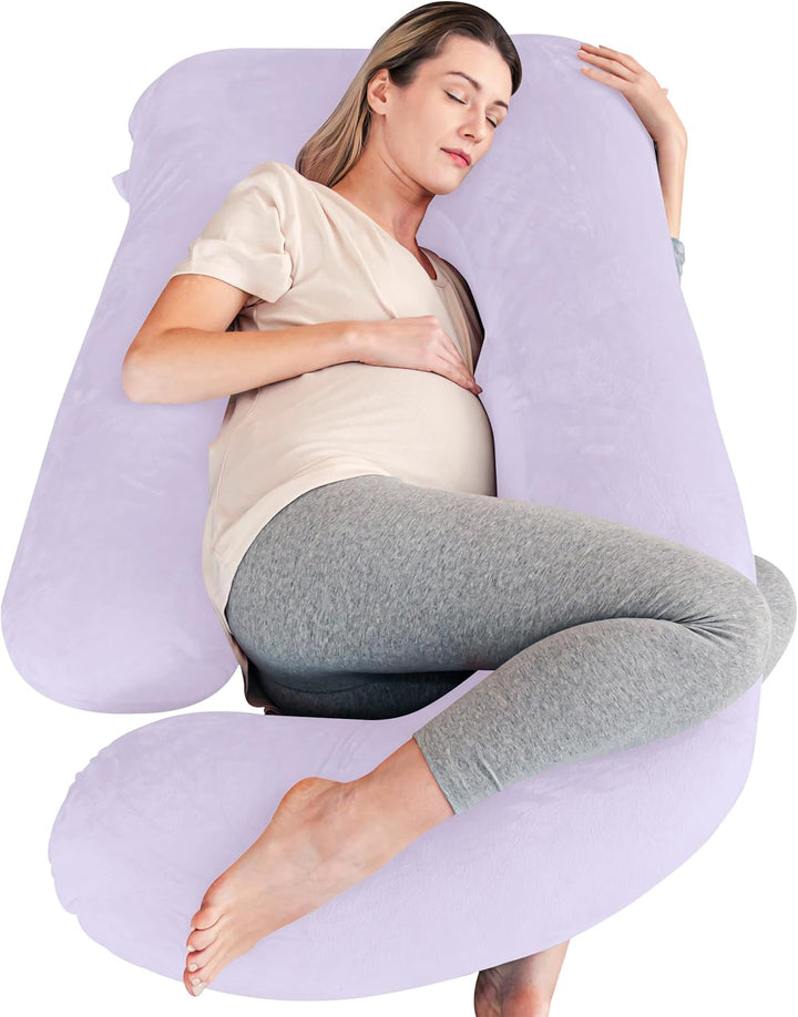 Pregnancy Pillows, Soft U-Shape Maternity Pillow with Removable Cover - Full Body Pillows for Adults Sleeping - Pregnancy Must Haves - Jumbo 57 Inch - Grey