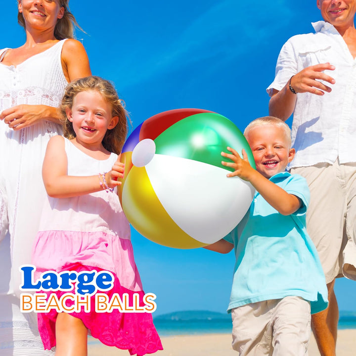 Beach Balls [3 Pack] 20" Inflatable Beach Balls for Kids - Pool Games Toys for Kids & Toddlers, Classic Rainbow Color