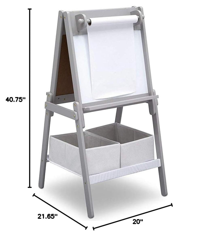 Mysize Kids Double-Sided Storage Easel -Ideal for Arts & Crafts, Drawing, Homeschooling and More - Greenguard Gold Certified, Grey