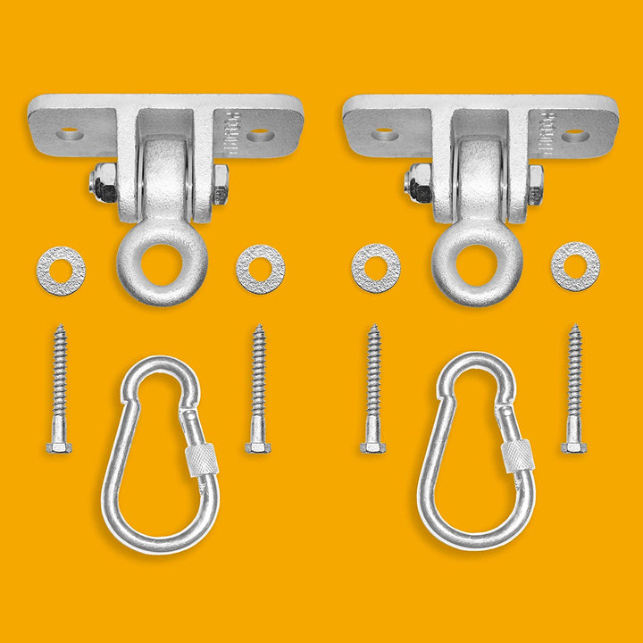 Swing Set Hangers - 2 Heavy Duty Brackets with Locking Snap Hooks for Porch, Patio, Playground - Indoor/Outdoor Hardware & Accessories