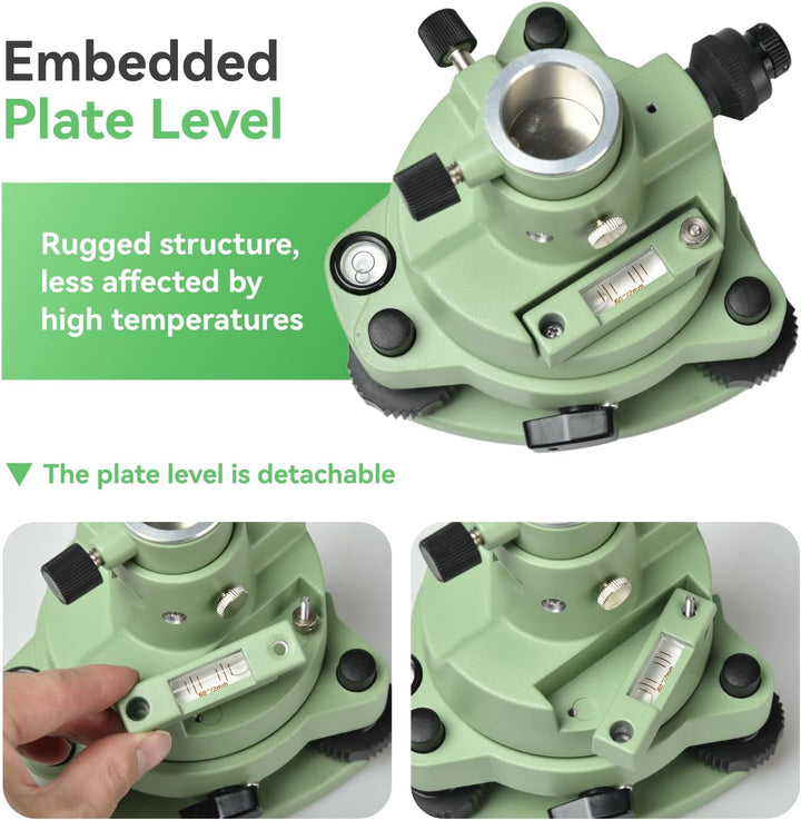 Surveying Tribrach and Adapter, Green Three-Jaw RTK Base with Optical Plummet, 5/8″ Thread for GNSS GPS RTK & Total Station Prism Optical Targeting Base