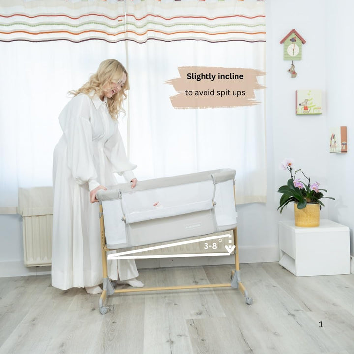 3 in 1 Baby Bassinet with Wheels, Portable Bedside Sleeper for Baby with 6 Adjustable Heights and Foam Mattress, Baby Bedside Crib for Newborns and Infants with Storage Basket