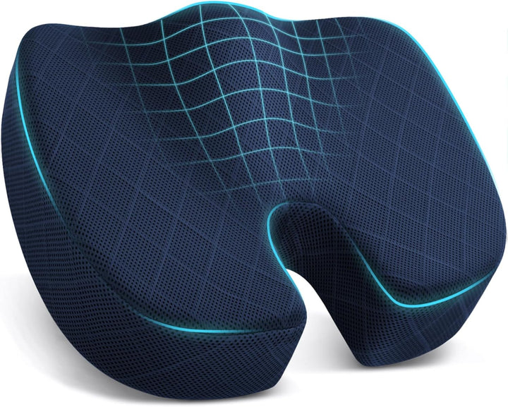 Seat Cushion - Memory Foam Cushion for Office Chair, Car Seat, Airplane, Bleacher - Sciatica & Hip & Coccyx Pain Relief Desk Chair Cushion for Long Sitting Office Workers, Car Drivers