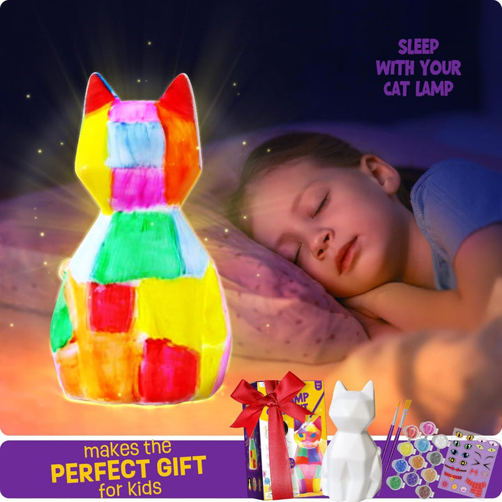 Paint Your Own Cat Lamp Kit, Art Supplies Arts & Crafts Kits, Painting Kit for Kids 6-12, Arts and Crafts for Kids Ages 8-12, Toys Girls Boy Birthday Easter Gift Ages 3 4 5 6 7 8 9 10 11 12+