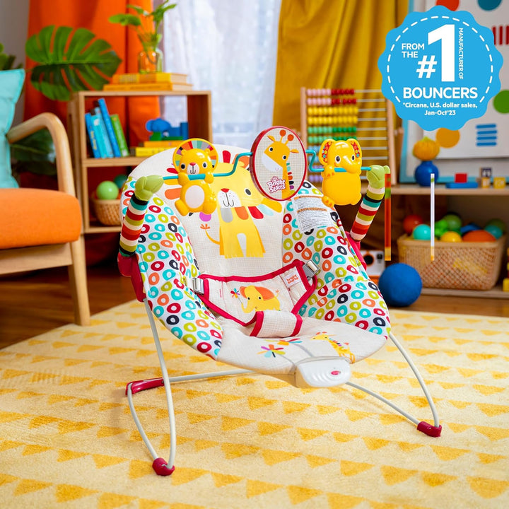 Portable Baby Bouncer Soothing Vibrations Infant Seat with Removable-Toy-Bar, 0-6 Months 6-20 Lbs (Playful Pinwheels)