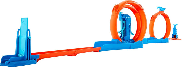 Toy Car Track Set, Triple Loop Pack & 1:64 Scale Vehicle, Track-Building Components with 3 Loops, Speed Snap Tracks & Adapters