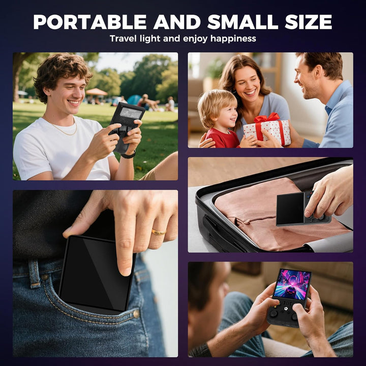 R36MAX Retro Game Console, Handheld Game Console with 4.0-In IPS HD Screen，Video Game Consoles with 64GB Memory and 18,000+ Retro Games, Portable Games Consoles with Storage Bag（Black）