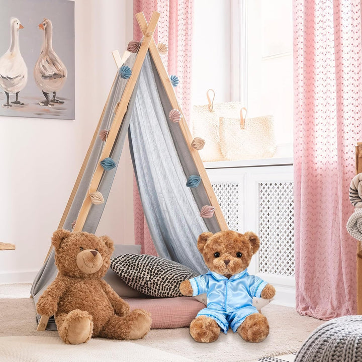 2 Pcs Bear Clothes Outfit Fit Most 12-16 Inch Stuffed Clothing Cute Plush Doll Clothes Plushy Bear Pajamas for Stuffed Make Your Own Plush Bears(Solid Style,Light Blue)